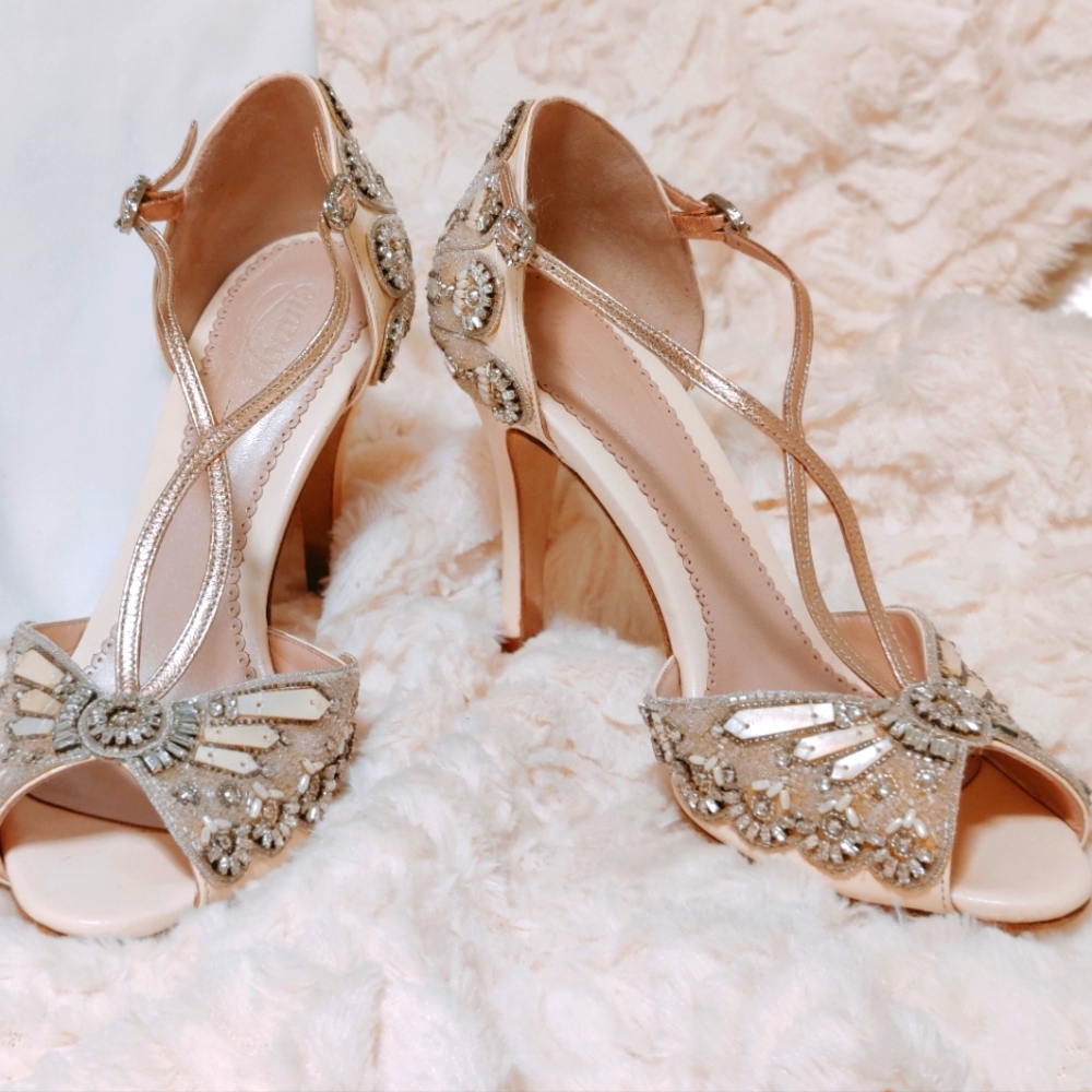 Emmy London Francesca Bridal Sandal Beads Art Deco